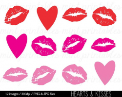 Kisses Clipart Clip Art, Heart Clipart, Hearts, Kiss, Smooch, Lipstick,  Valentines Day, Love - Commercial & Personal - BUY 2 GET 1 FREE!