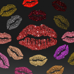 Glitter Lips Clipart Glitter Lipstick Graphics Valentine Kisses Clipart -  Free Commercial Use - Png Transparent Background Instant Download