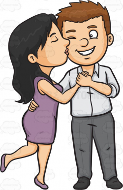 A woman kissing a man on his cheek #cartoon #clipart #vector ...