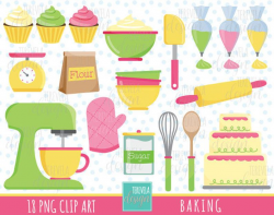 50% SALE BAKING clip art, commercial use, kitchen clipart, baking tools,  cupcakes, mixer, baking supplies, cute graphics, cake, food