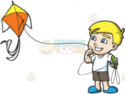 A delighted boy flying a beautiful kite » Clipart Station