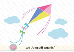 Kite svg file kite clipart vector file, kite dxf svg ong jpeg, clouds kite  cut file silhouette cricut, kite transfer vinyl, teacher svg