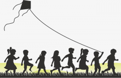 Children Who Fly Kites, Black, Silhouette, Fly A Kite PNG ...