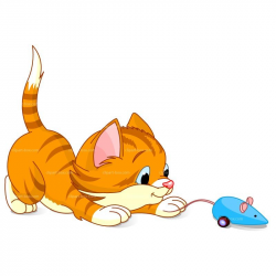 CLIPART KITTEN PLAYING WITH MOUSE | Royalty free vector design ...