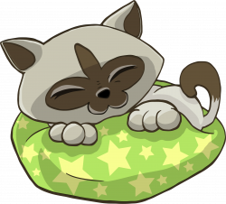 Clipart - Kitten Sleeping On Starry Pillow