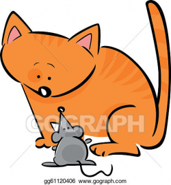 EPS Illustration - Cartoon doodle of cat and mouse. Vector ...