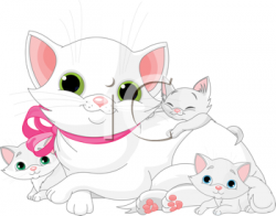 Royalty Free Clipart Image of a Mother Cat and Kittens ...