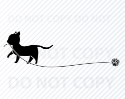 Cat With Yarn SVG File - Black & White Cat Vector Images Kitten Clip Art  SVG Files For Cricut Eps, dxf ClipArt Yarn Silhouette - Cat png