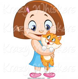 Critter Clipart of a Little Girl Holding Her Orange Kitty by ...