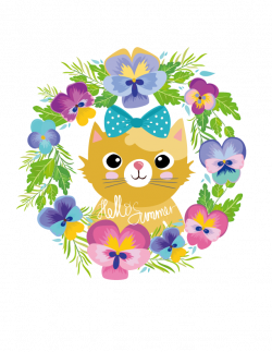Cat Flower Cartoon - wreath kitten 612*792 transprent Png Free ...