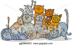 Vector Clipart - Happy cats group cartoon illustration ...