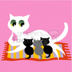 Mother cat nursing a litter of kittens clipart. Royalty-free clipart #  131149