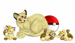Pokemon - Mama Persian and Meowth Kittens by Ravyn-Karasu on DeviantArt
