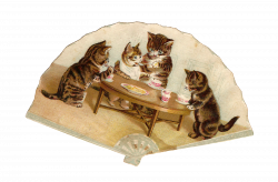 Antique Images: Free Cat Clip Art: Victorian Scrap of Fan with 4 ...