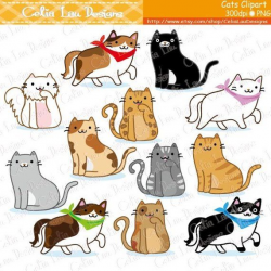 Cat Clipart, Kitten Clipart , cute cats clip art, kitty ...