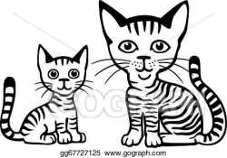 Vector Art - Tabby cat and kitten. Clipart Drawing ...