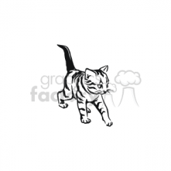 Black and white kitten with stripes clipart. Royalty-free clipart # 131168