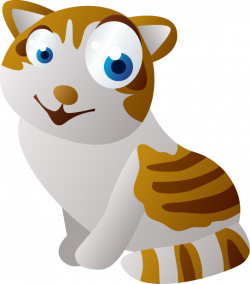 Cat Cartoon Sticker Animation - Big eyes yellow striped kitten 543 ...