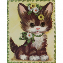 1950s Coby Embossed Oversized Kitten Cat Birthday Card Unused with ...