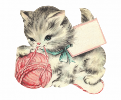Vintage Cat Png - Clip Art Vintage Kitten {#1179263} - Pngtube