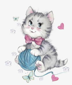 Kitten With Wool PNG, Clipart, Animal, Backgrounds, Ball ...