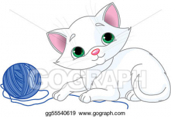 Vector Stock - Playful white kitten. Clipart Illustration ...