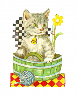 Antique Images: Free Animal Graphic: Antique Cat Clip Art of Cat ...