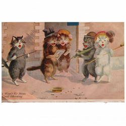 Post Card Artist Signed Maurice Boulanger French Dressed Cats Unused ...