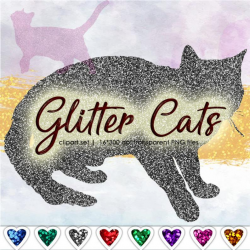Kitten glitter clipart cat silhouette clip art woodland animal planner  stickers mysticals file digital backgrounds home pet kitty paper