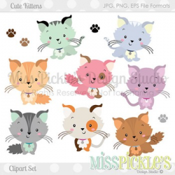 Cute Kittens- Clipart Set