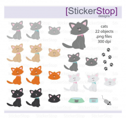 Cute Cats or Kittens, PNG Digital Clipart - Instant download - cats,  kittens, kitty, animals, baby animal, flea medication, cat toys