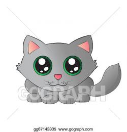 Vector Art - Cute kitty with big eyes ready to jump. EPS ...