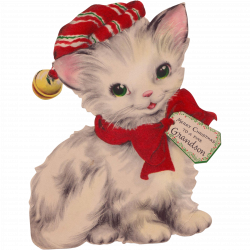 Large Gorgeous Christmas Kitten Flocked Stand Up Card | Christmas ...