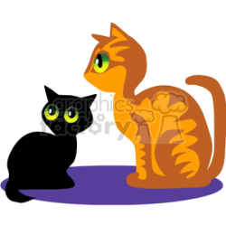 Orange tabby cat with small black kitten clipart. Royalty-free clipart #  131145