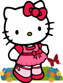Best Hello Kitty ClipArt No 1 - Kitty and Butterfly in Garden | Clip ...