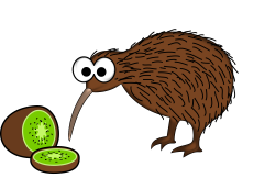 OnlineLabels Clip Art - Cartoon Kiwi Bird With Kiwi Fruit