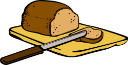 OnlineLabels Clip Art - Bread With Knife On Cutting Board