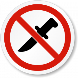 No Knife Allowed Symbol | ISO Prohibition Safety Label, SKU: LB-2204