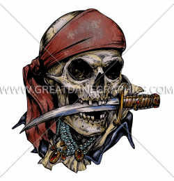 Pirate Skull & Knife | Production Ready Artwork for T-Shirt Printing