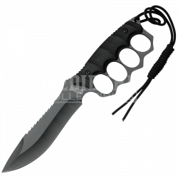 Serrated Black Knuckle Saver Knife - MC-MX-8092BK from Medieval ...