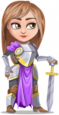 Clipart - Woman knight warrior in armor, holding a sword
