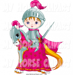 Clip Art of a Friendly Cute Medieval Knight Boy on His Steed ...