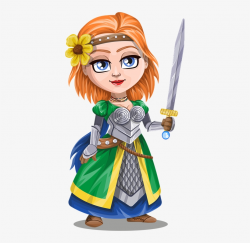 Knight Lady With Sword And Flower - Lady Knight Clipart ...