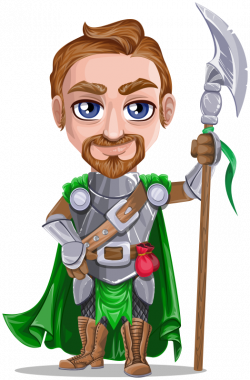 Clipart - Knight warrior in armor, holding battle-axe