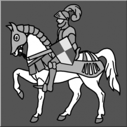 Clip Art: Medieval History: Mounted Knight Grayscale 1 I ...
