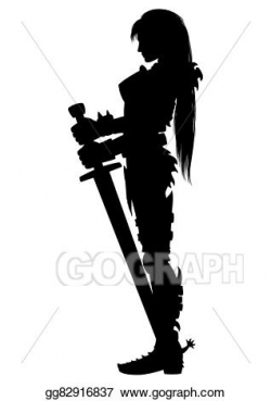 Stock Illustrations - Guardian knight woman silhouette ...