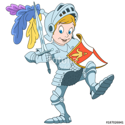 Kids in Professions. Cartoon Knight with shield and sword ...