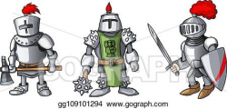 EPS Vector - Cartoon colored three medieval knights ...