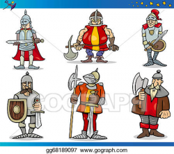 Vector Stock - Cartoon fantasy knights characters set ...