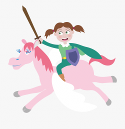 Fairytale Clipart Knight - Pink Female Knight Cartoon Kids ...